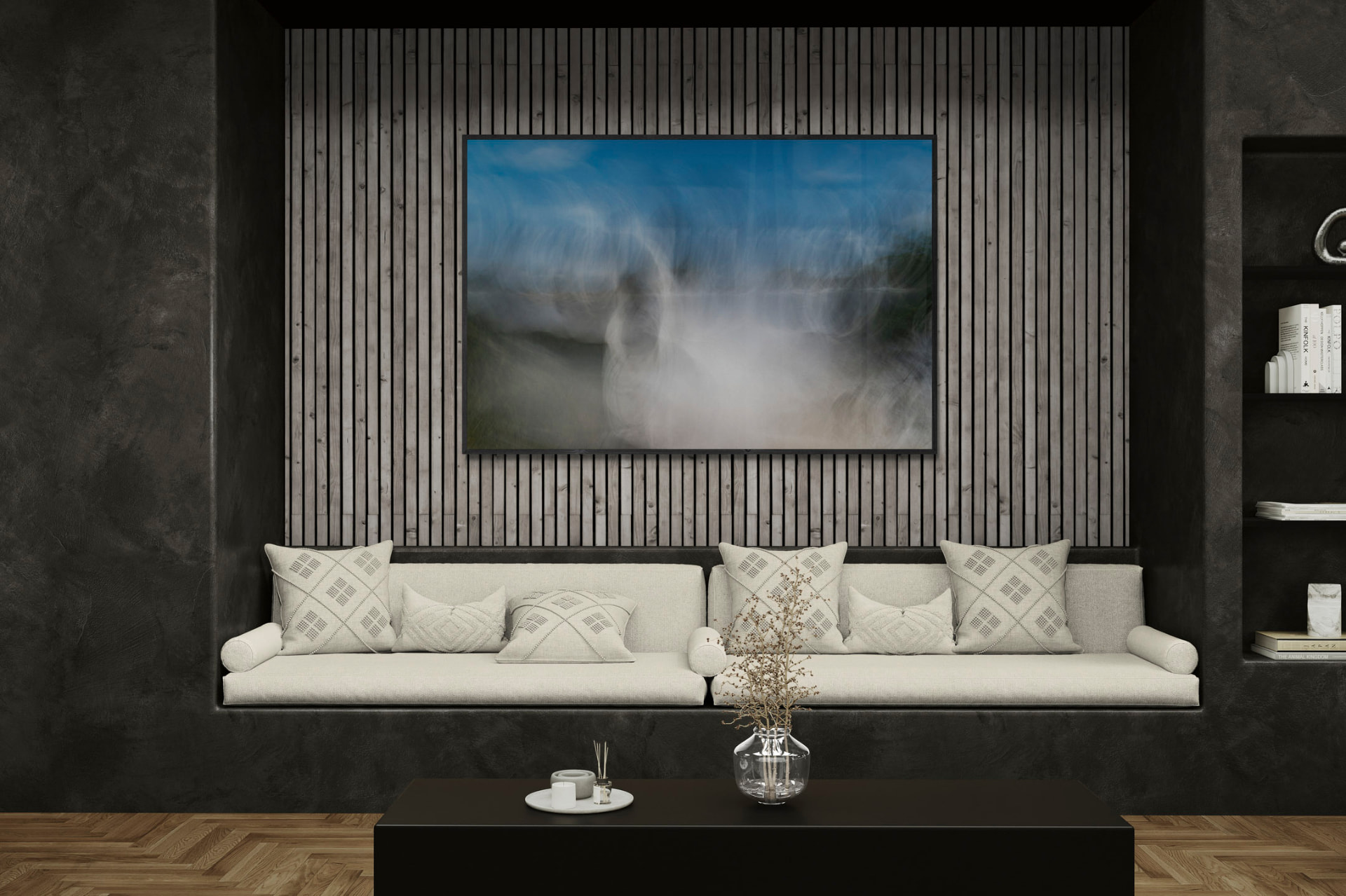 Simulação de ambiente 11 com obra abstrata de Dougbraz